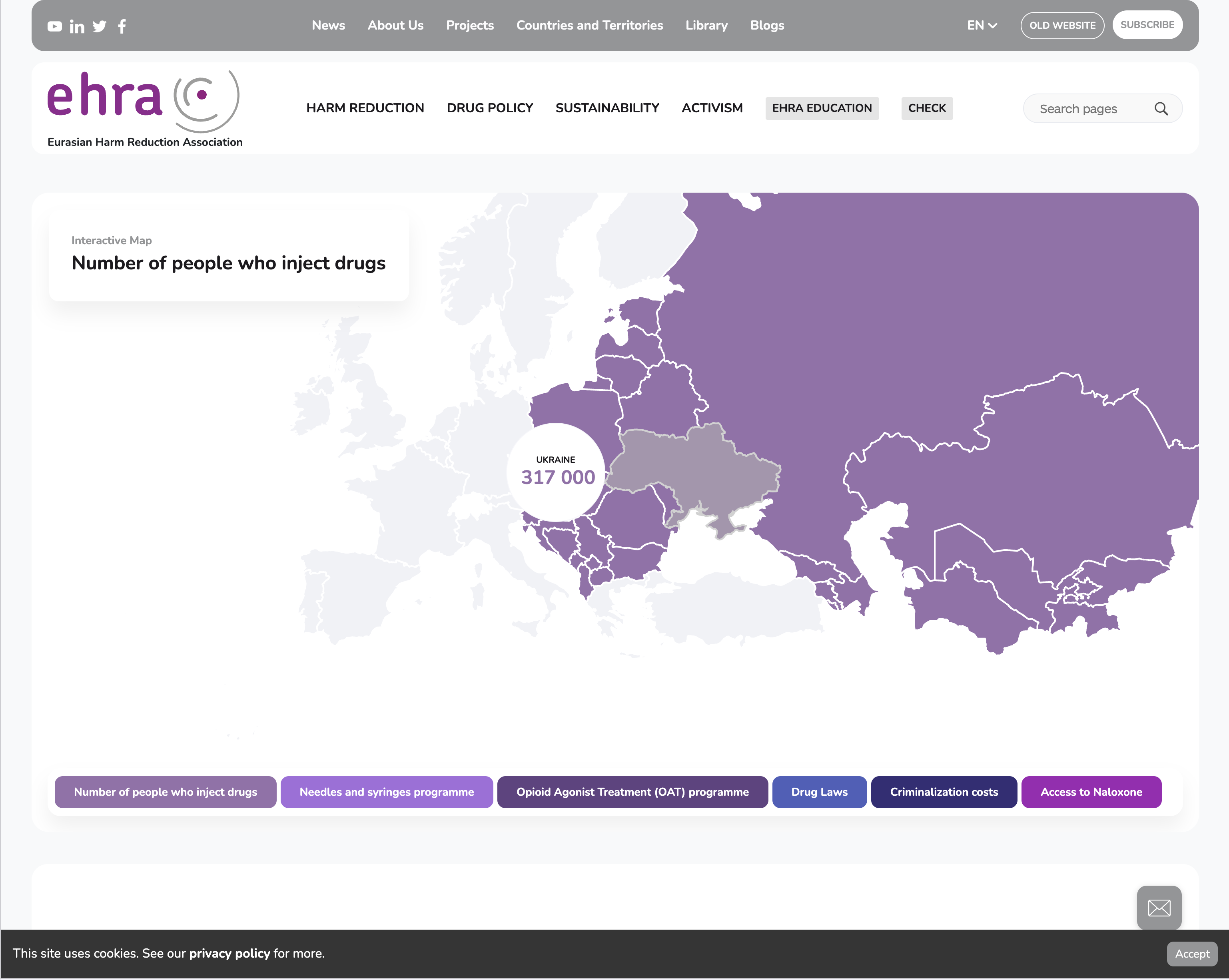 Ehra Harm Reduction — interactive Eurasia map