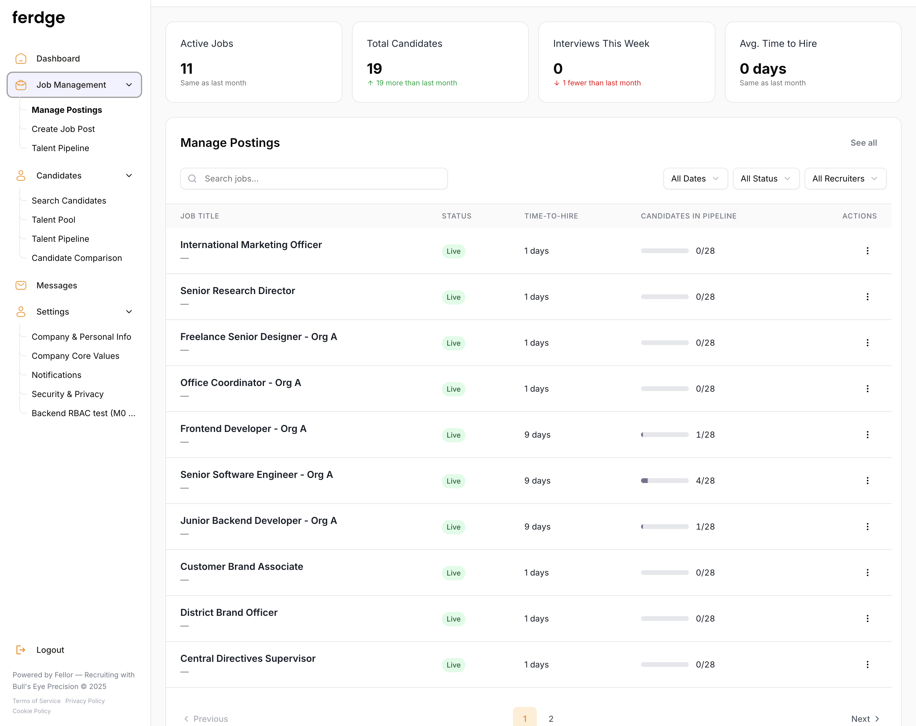 Ferge — recruiter dashboard