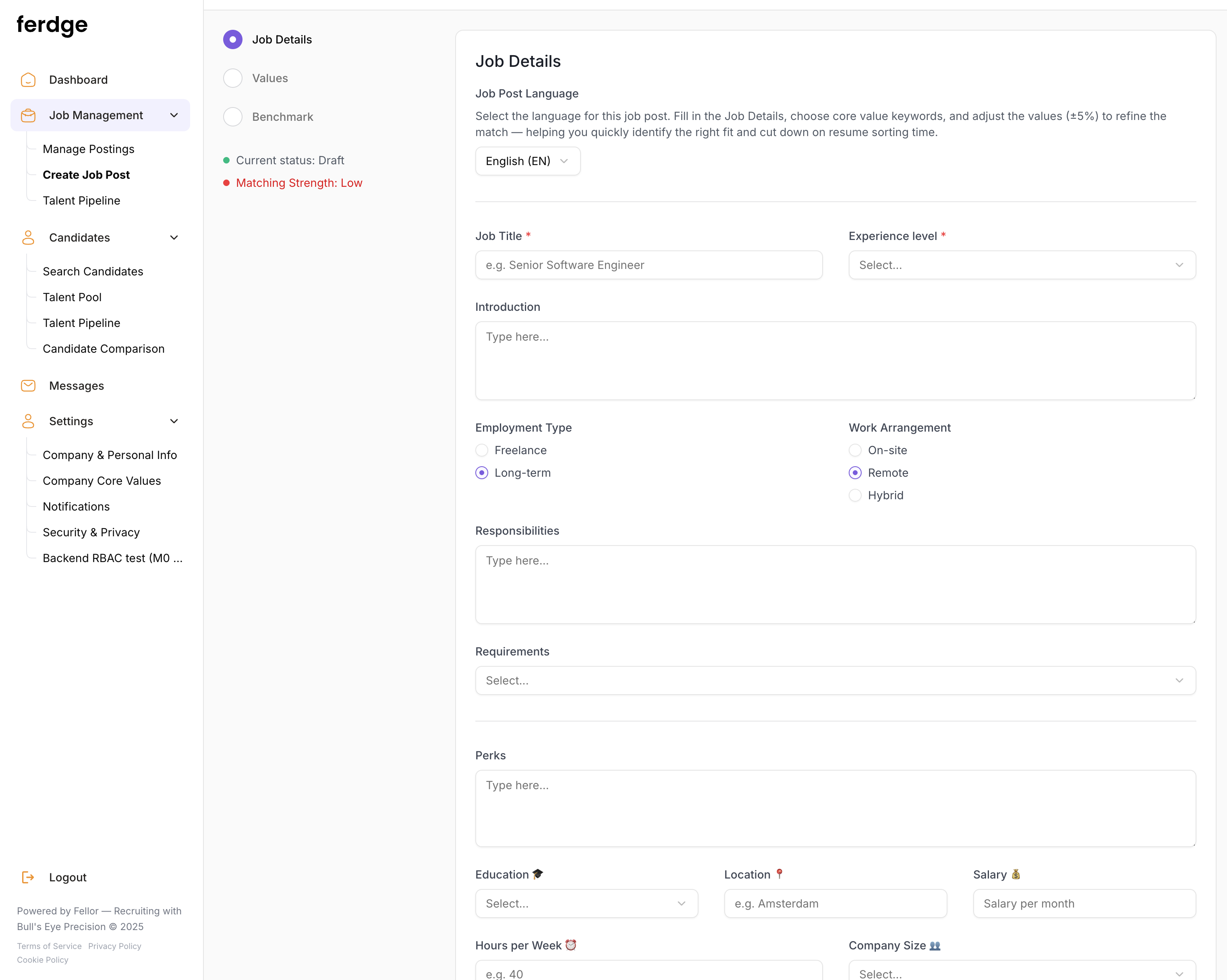 Ferge — create job post