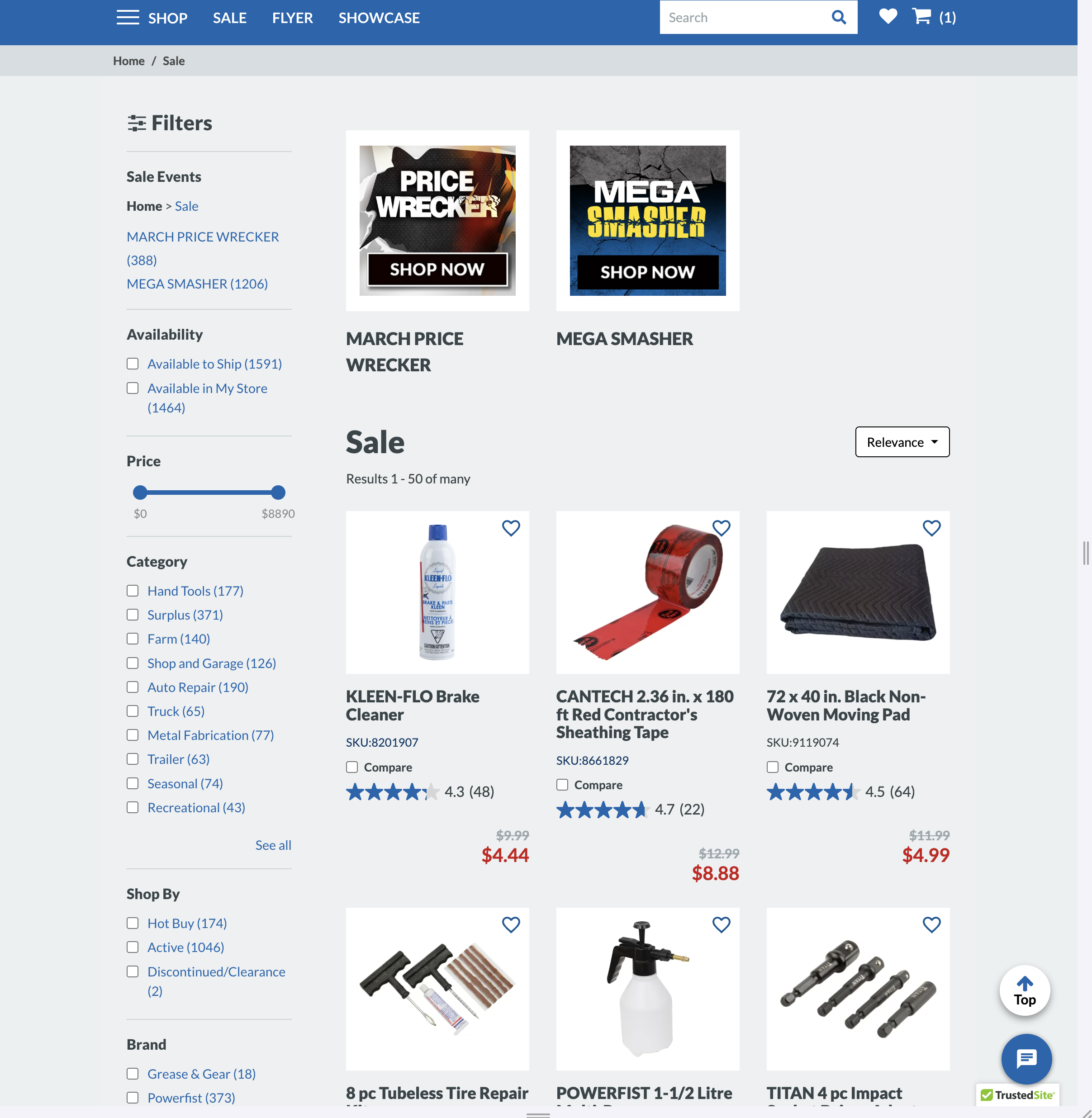 Princess Auto — checkout flow