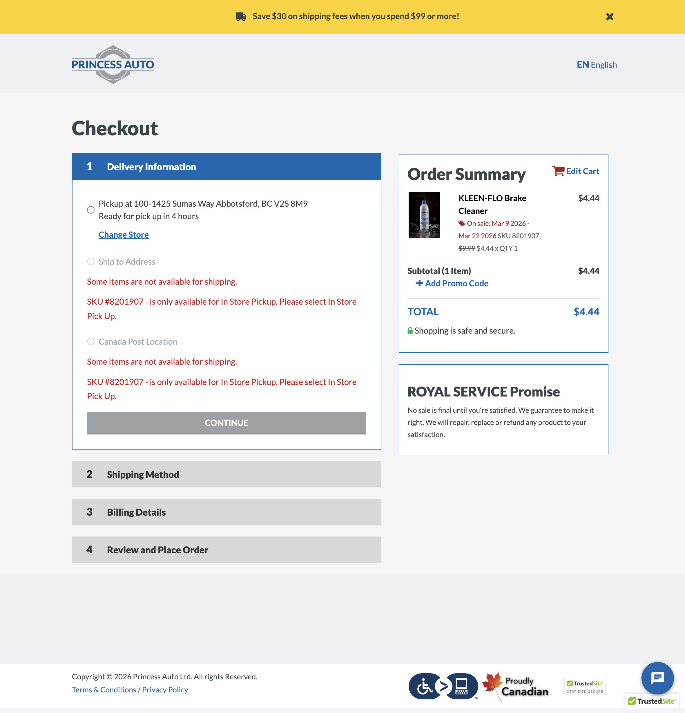 Princess Auto — storefront page